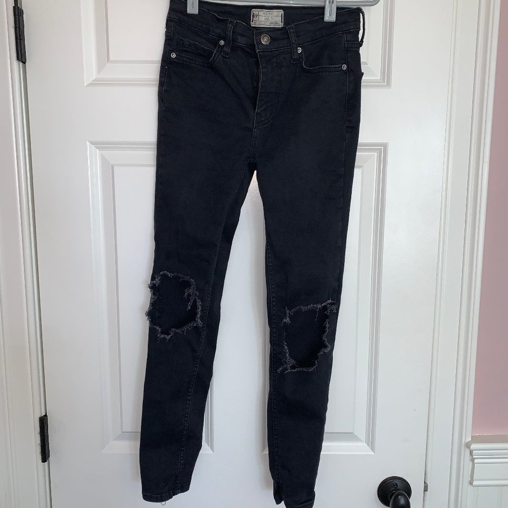Light Black/ Dark Grey Free People Jeans